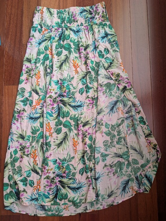 Kona Sol Other - Kona Sol Tropical Leaf & Floral Maxi Skirt - Green, Orange, Pink